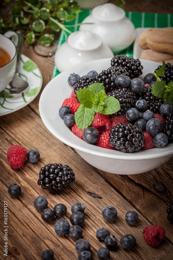 Mix of berries in a bowl. Mix of berries in a bowl.