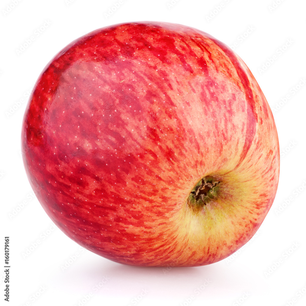 Fototapeta premium Single ripe red apple fruit isolated on white background