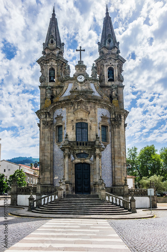 Igreja de Nossa Senhora da Consolacao e Dos Santos Passos (Sao Gualter Church) in the Old City of Guimaraes, Portugal. The church was built in 18th century with Baroque style and Rococo decoration.