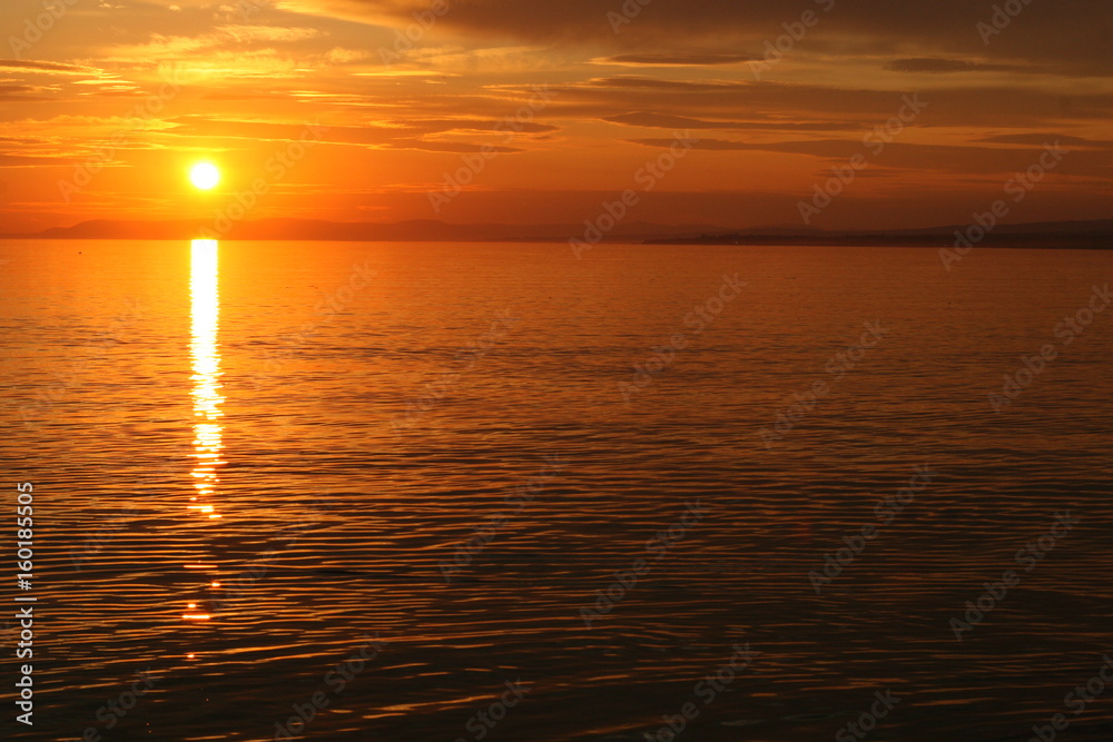 Perfect sunset in the sea
