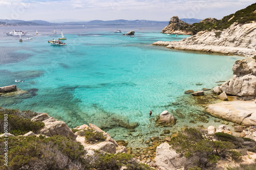 Cala Corsara beach on isle of Spargi  La Maddalena Archipelago  Sardinia in Italy  colors of Sardinia