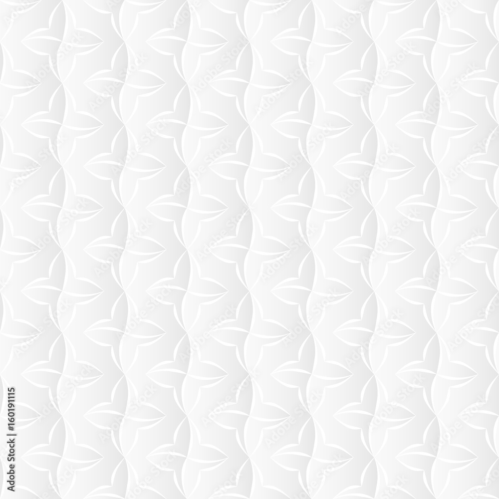 Neutral white texture. Abstract stylized floral background with 3d folded paped effect. Vector seamless repeating pattern. Neutral white texture. Abstract stylized floral background with 3d folded paped effect. Vector seamless repeating pattern.