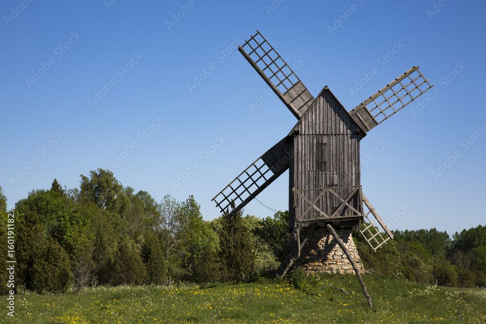old wooden windmill in Saaremaa, Estonia old wooden windmill in Saaremaa, Estonia
