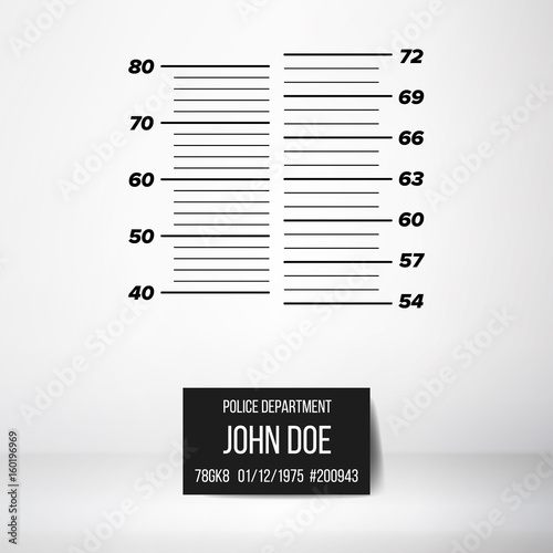 Police Wall Lineup Metrical Imperial. Prison Background Template. Vector Illustration