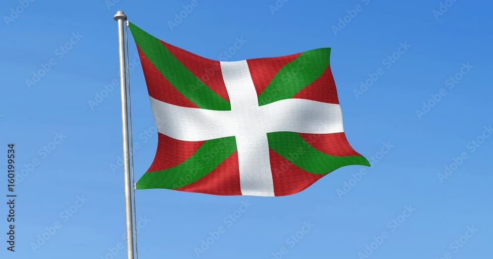 Drapeau du Pays Basque flottant dans le vent (4k)