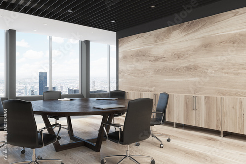 Light wooden meeting room corner