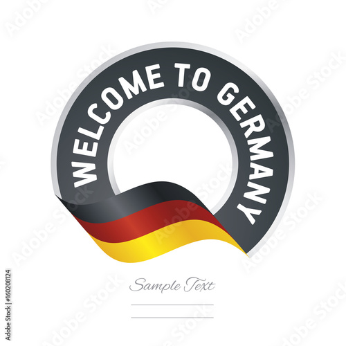 Welcome to Germany flag black label logo icon