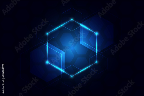 hexagon and light blue abstract tech innovation background as technology and future concept