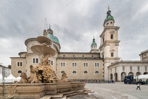At Residenzplatz square in Salzburg