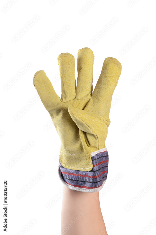 Working mens gloves on white background Working mens gloves on white background