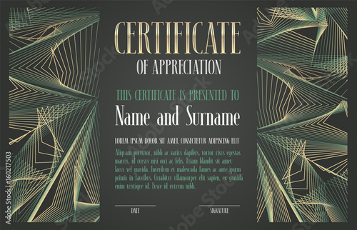 Certificate of appreciation, achievement vector illustration photo