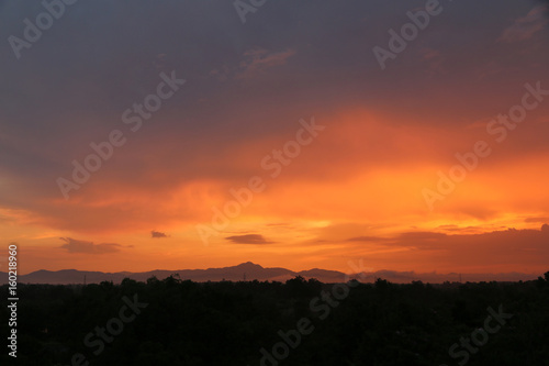 Orange evening sky In tropical countries Asia © kathayut