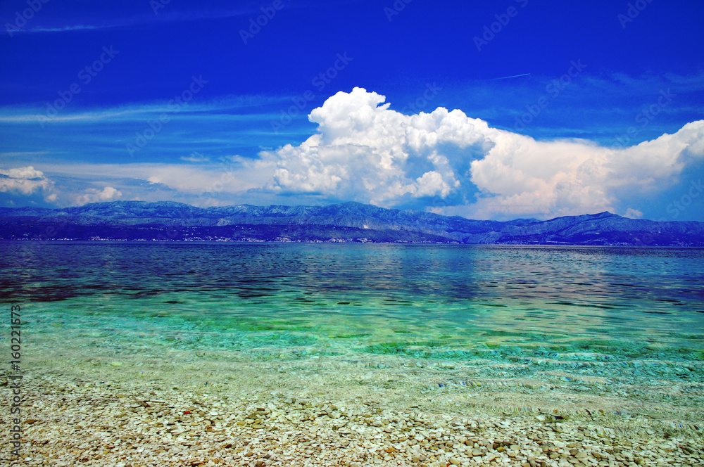 Adriatic sea coastline of Makarska beach