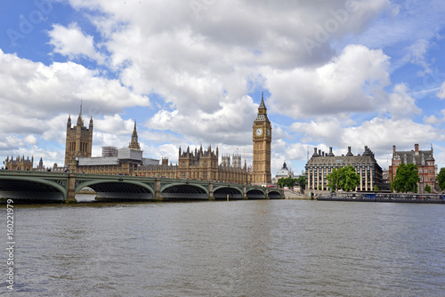 London skyline with Big Ben and Westminster Palace and Houses of Parliament which has become a symbol of England and Brexit discussions