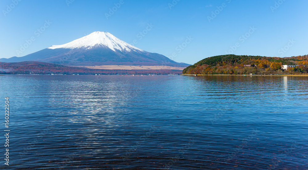 Mount Fuji and lake