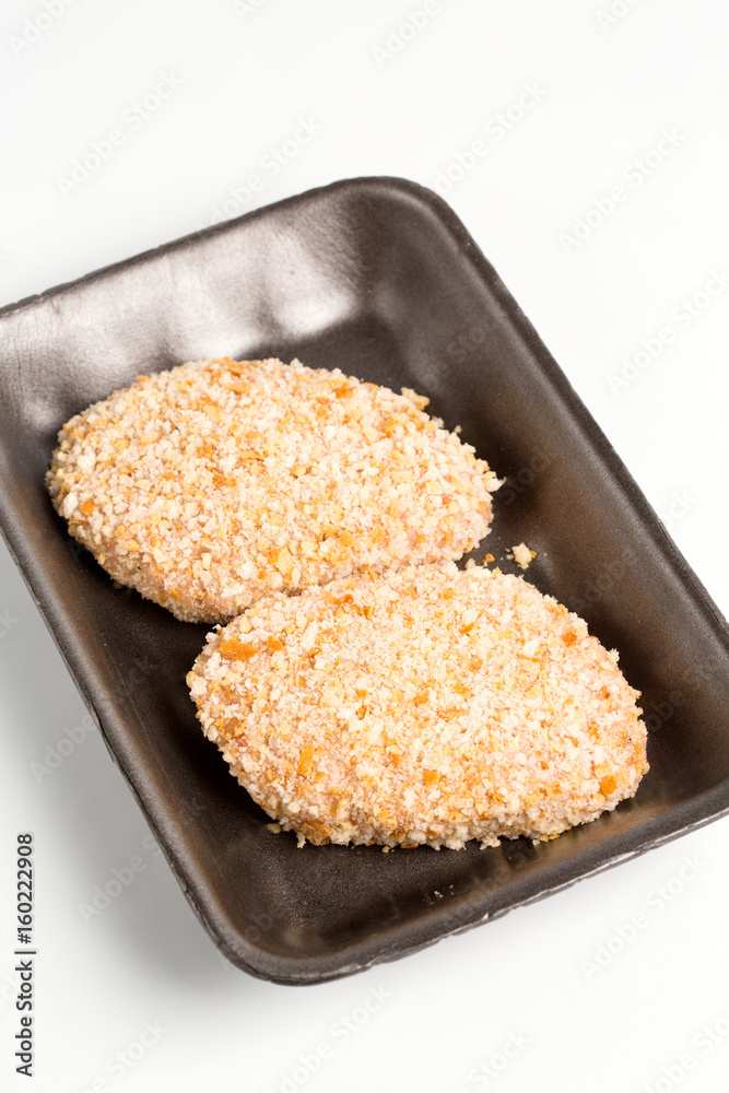 Raw food, chicken cutlet ready for prepare