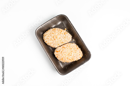 Raw food, chicken cutlet ready for prepare