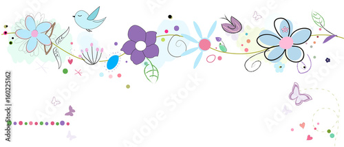 Colorful lovely summer flowers. Floral banner background