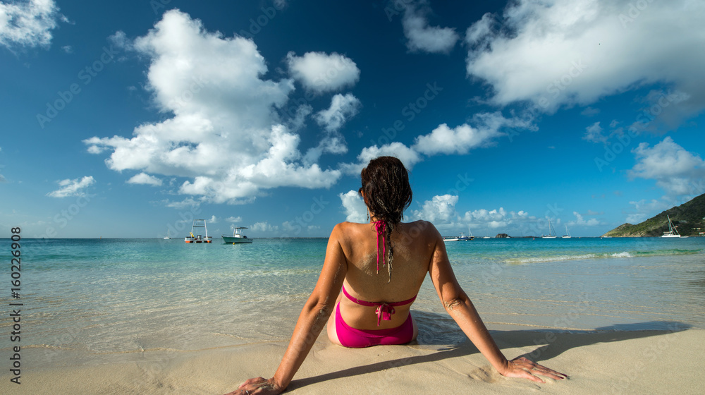 Woman on a Caribbean beach