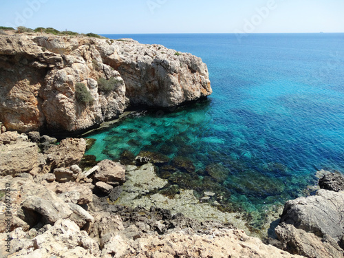 rocky coast landscape mediterranean sea Cyprus island