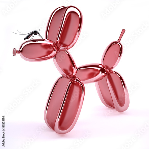 Balloon animal dog with mosquito on the muzzle photo