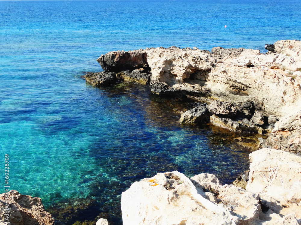 rocky coast landscape mediterranean sea Cyprus island