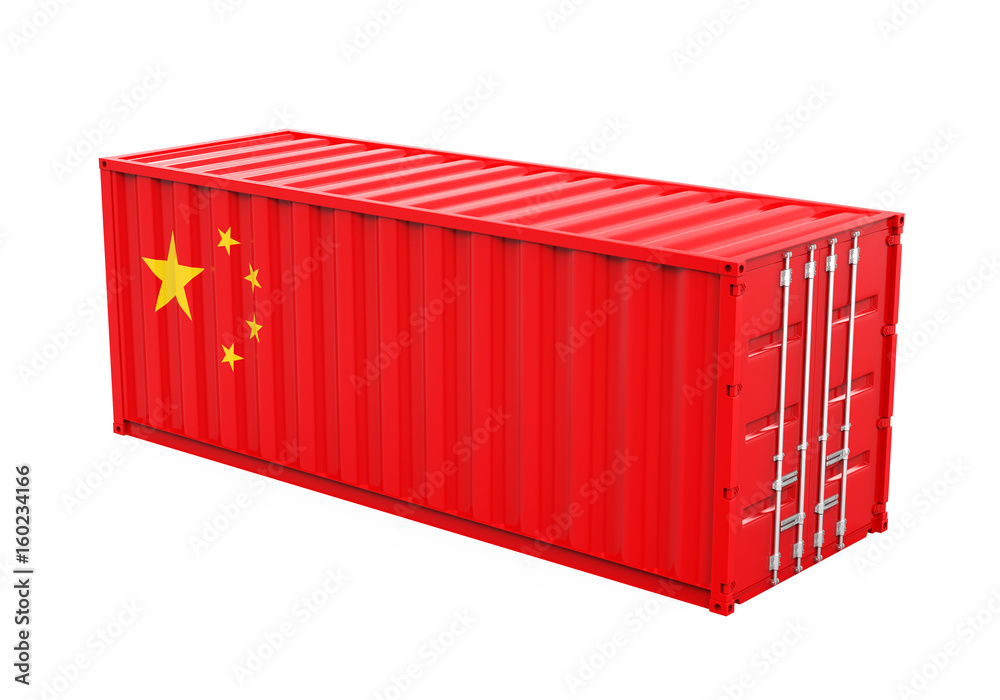 Container with China Flag Isolated Container with China Flag Isolated
