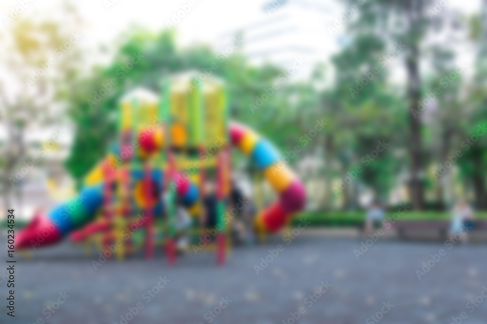Blur background of outdoor children playground taken outdoor