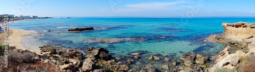 Obraz na płótnie panorama beach coast landscape mediterranean sea Cyprus island w salonie
