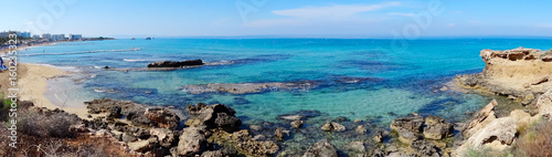 panorama beach coast landscape mediterranean sea Cyprus island