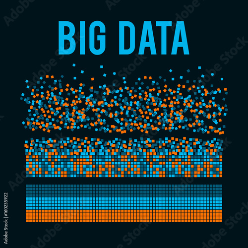 Big data visualization. Machine learning algorithms. Analysis of information. Visual data infographics design. Science and technology vector background.