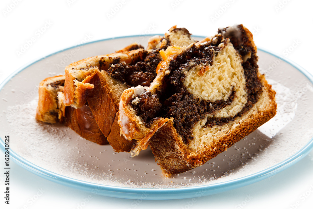 Poppy-seed cake on white background Poppy-seed cake on white background