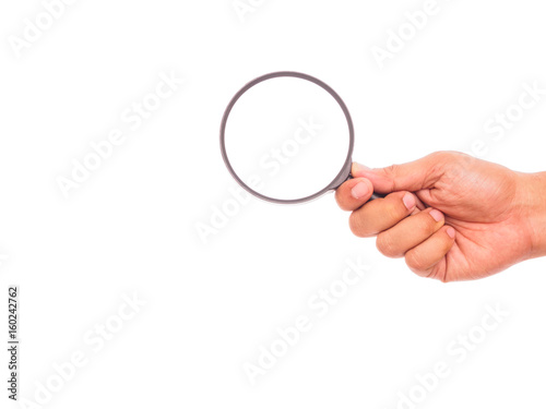 hand holding hand magnifying glass