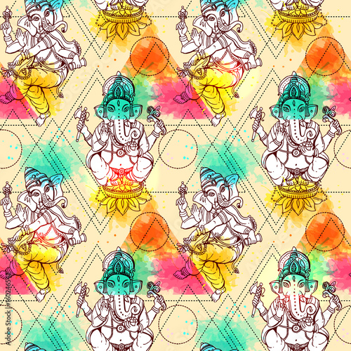 vector seamless pattern ganesha