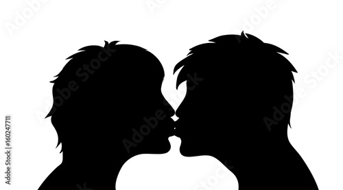 Vector silhouette of faces of man and woman.