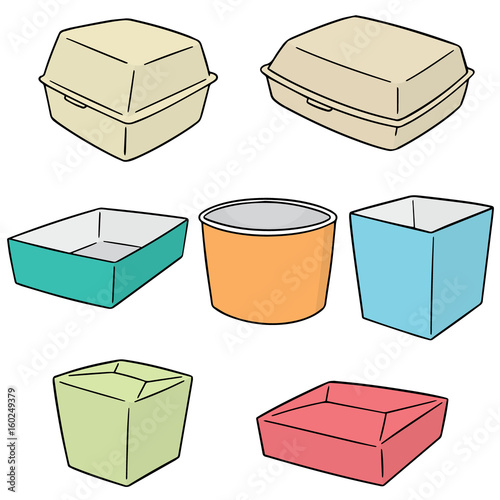 vector set of paper food container