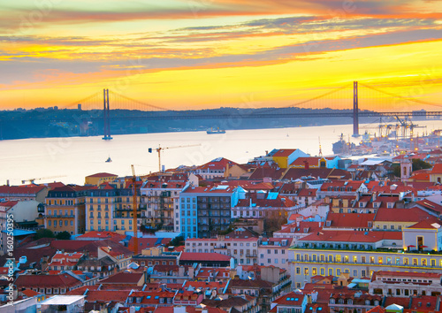 Lisbon skyline at sunset, Portugal