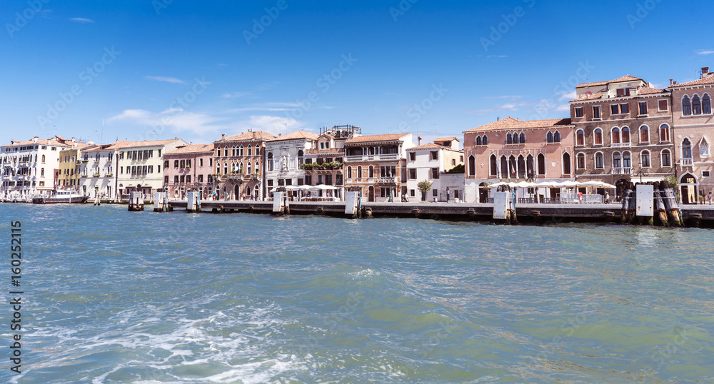 Venice, Veneto / Italy- May 20, 2017: View of the shore with the street called 