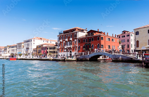 Venice, Veneto / Italy- May 20, 2017: View of the shore with the street called "Fondamenta Zattere Ai Gesuati" on the south shore of the island of Venice