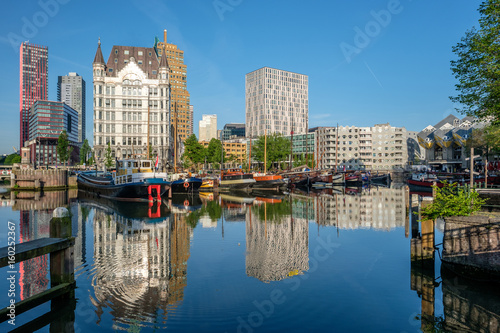 Rotterdam city cityscape skyline with, Oude Haven, Netherlands. photo
