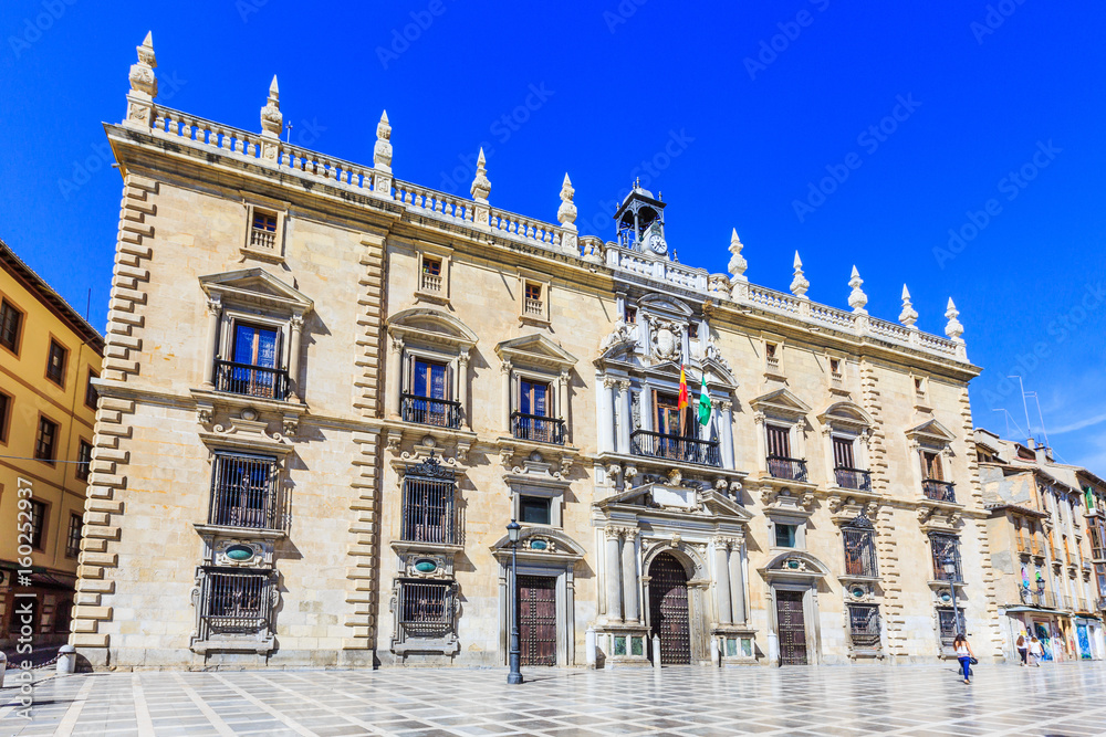 Granada, Spain. Royal Chancellery (High Court of Andalusia) in Plaza Nueva.