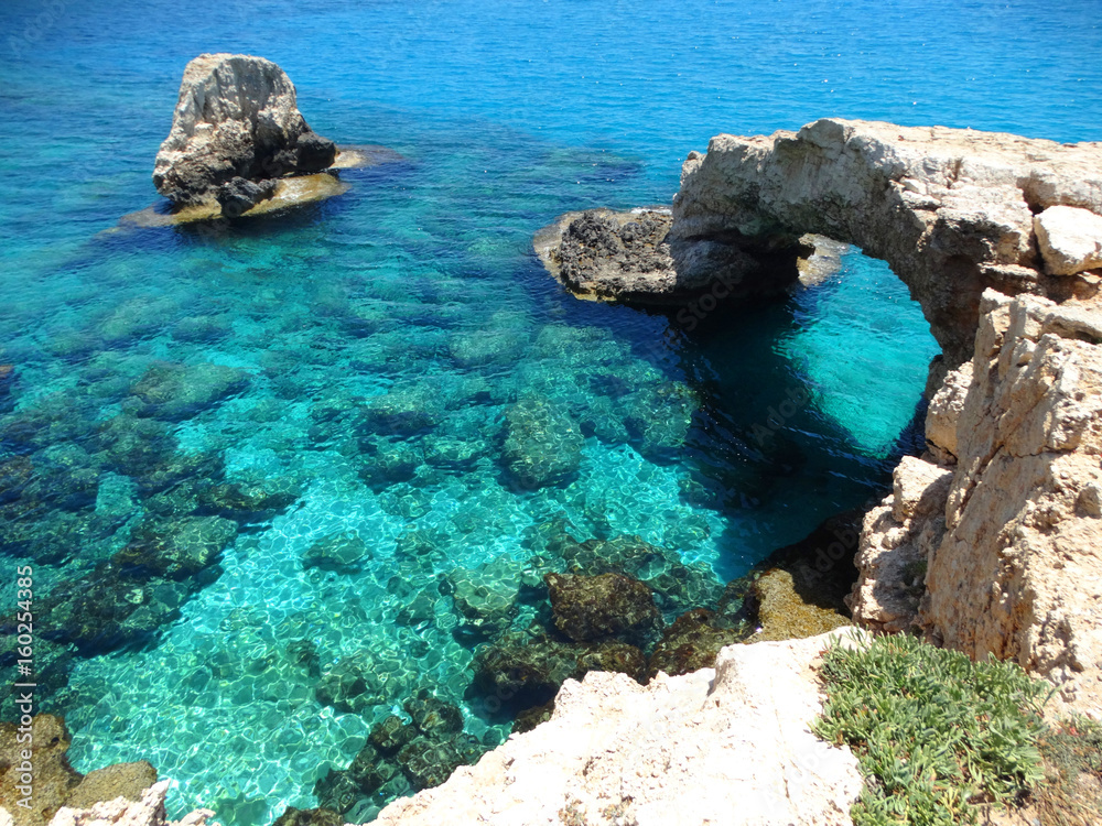 rocky coast landscape mediterranean sea Cyprus island