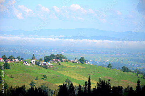 Podhalean landscape with a view of Babia Gora  Poland 