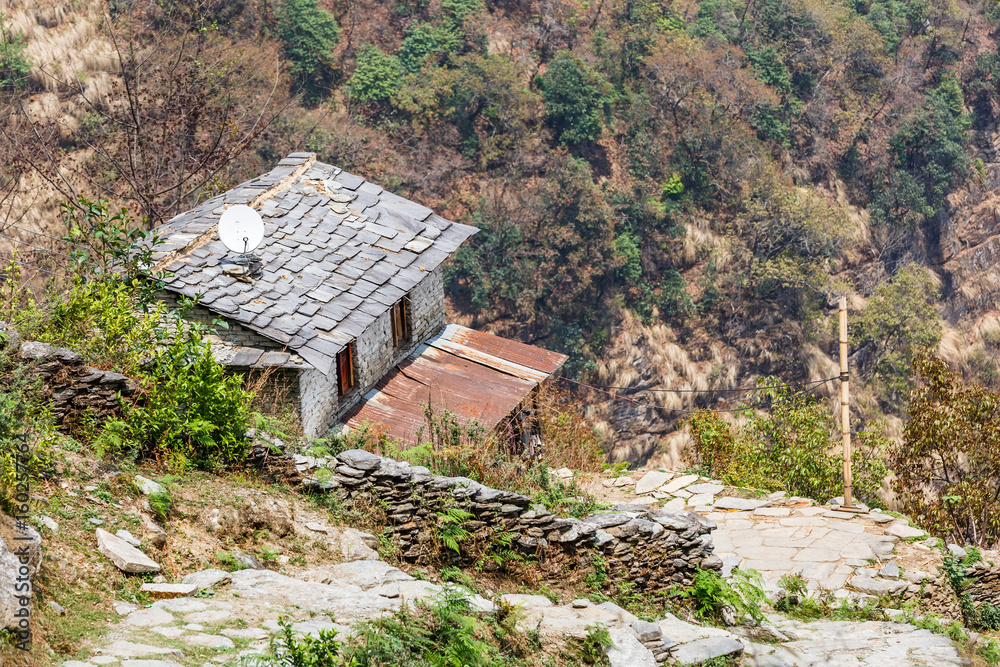 Stone building in the mountains Stone building in the mountains