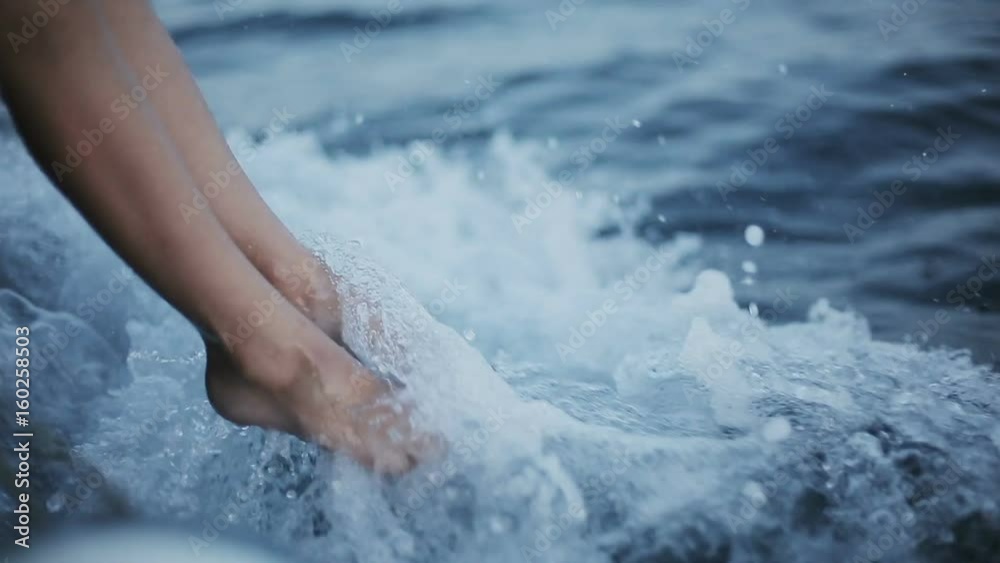 Feet glides over waves. Feet glides over waves.