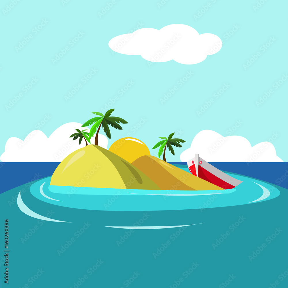 illustration of cartoon seascape