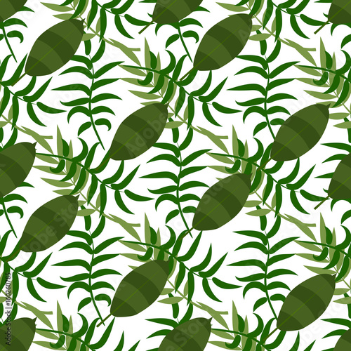 Beautiful seamless vector floral summer pattern background with tropical palm leaves. Perfect for wallpapers, web page backgrounds, surface textures, textile.