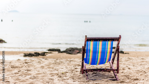 One sea canvas bed on the beach