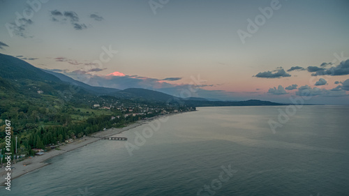 Seascape from a height overlooking the village and the sea in New Athos