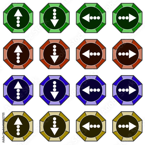 Collection of 16 isolated vector icons - arrows (up, down, left, right)
